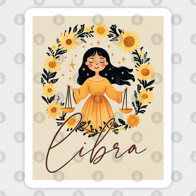 ♎ Harmonious & Charming | Boho Libra Zodiac Art Magnet by TuncGK